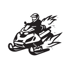 Snowmobile in cartoon, doodle style . Image for t-shirt, web, mobile apps and ui. Isolated 2d vector illustration in logo, icon, sketch style, Eps 10, black and white. AI Generative