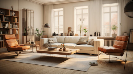A vibrant living room with customizable furniture that allows you to create a personalized look