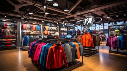 Sport clothes store in shopping mall - obrazy, fototapety, plakaty
