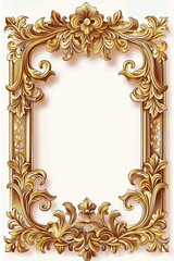 A beautifully rendered illustration featuring a luxurious golden frame surrounding a paper, set against a pristine white background, capturing the entirety of the frame in full view