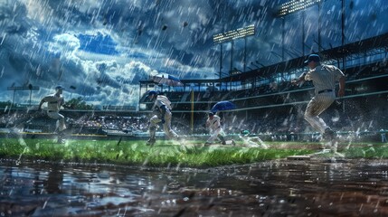 bat baseball rain