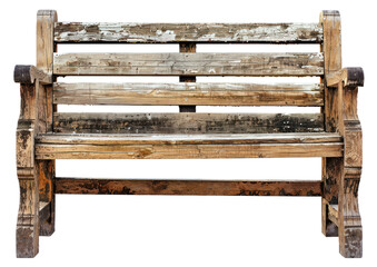Fototapeta premium Old wooden bench, cut out - stock png.