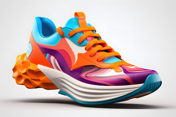 Elevate your sneaker collection with these eye-catching and dynamic running sneakers mockup, boasting a colorful design that Generative AI