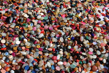 Types of colorful plastic beads
