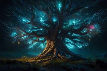 "Dazzling Tree Dance: A Memorable Night of Digital Nature" Generative AI