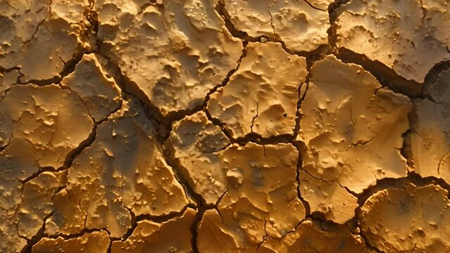 Desolate ground, parched and cracked in drought-stricken land.