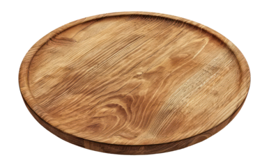 Round wooden serving plate, cut out - stock png.
