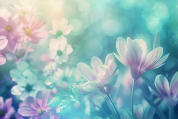 Forge a mottled background that captures the freshness of spring, with soft, pastel colors blending seamlessly
