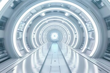 Fototapeta premium modern interior science laboratory or factory background with lighting in monotone