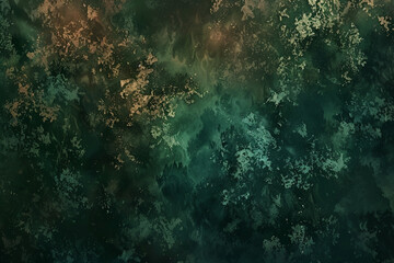 Forge a mottled background inspired by the deep, soothing tones of a dense forest just before nightfall, with dark greens, browns, and the occasional flicker of twilight piercing through the canopy - obrazy, fototapety, plakaty