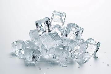 a pile of ice cubes - obrazy, fototapety, plakaty