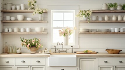 clean white kitchen background