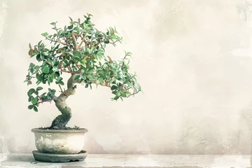 Schilderijen op glas a small bonsai tree in a pot © Sveatoslav