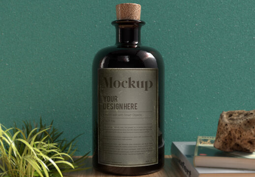 Vintage Pharmacy Bottle Mockup With an Old Label