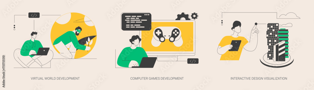 Poster web programming abstract concept vector illustrations.
