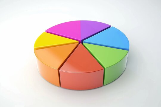 Pie charts icons. Set of 3D circular graphs on white background