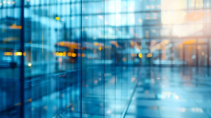 Obraz premium Blurred glass wall of modern business office building as background