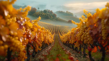 Fototapeten Splendid vineyards landscape in South Styria near Gamlitz. Autumn scene of grape hills in popular travell destination. © Matthew