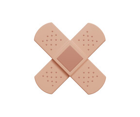 3D Medical plaster icon. Wound plasterer or bandage Patch. Adhesive plaster for medical skin care. 3D bandage icon. 3d illustration
