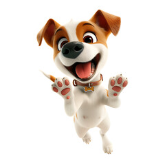 3D cute style dog smiling on transparent background png