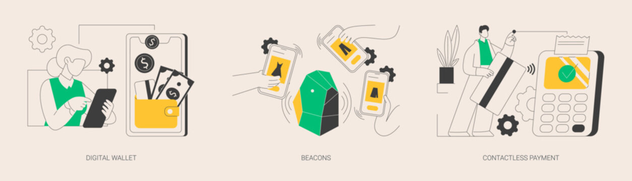 Payment technology abstract concept vector illustrations.