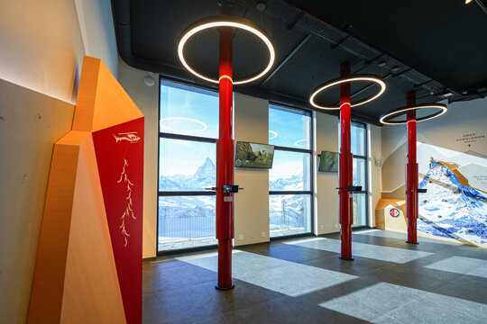 Interactive display using periscopes in the Zooom science museum about the Matterhorn at the summit of the Gornergrat in the Swiss Alps, Canton of Valais, Switzerland