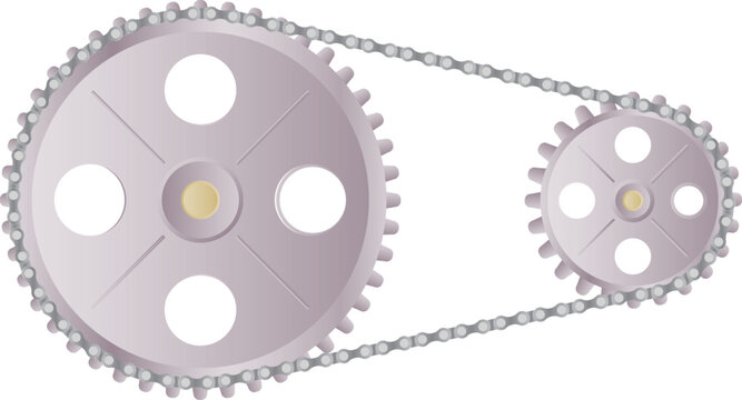 Metallic violet gears and chain