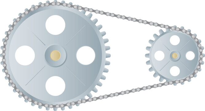 Metallic blue gears and chain