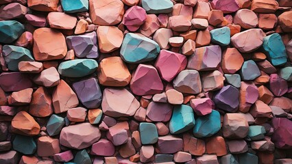 Colorful stone wall in random shapes