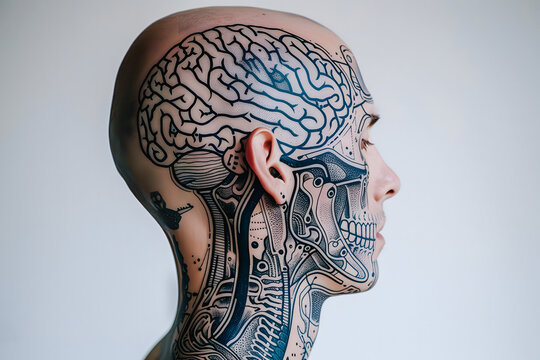 Tatouage orginal sur crane d'un homme