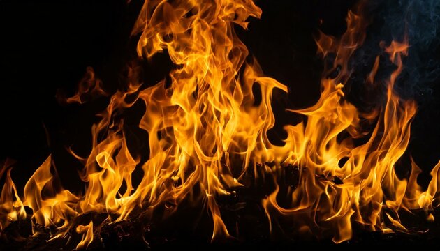  Fire flames on black background. Abstract blaze fire flame texture background 