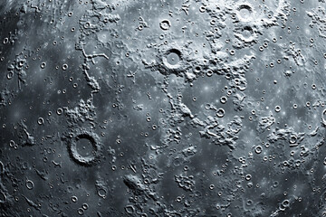 Generate a mottled background inspired by the ancient surface of the moon, with its craters and textures ed in shades of grey and white - obrazy, fototapety, plakaty