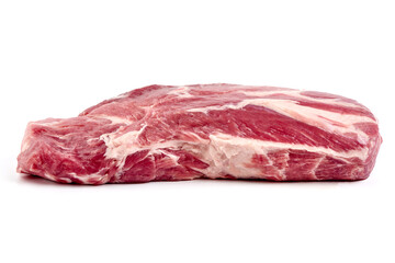Raw pork neck (collar, Boston butt, shoulder), isolated on white background