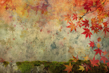 Generate a mottled background that evokes the serene and timeless beauty of a classical Japanese garden in autumn, with subtle shades of red, orange, and yellow against a backd