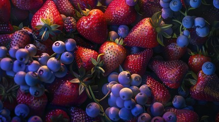 fruit strawberry and blueberry