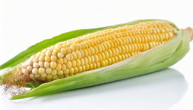 single ear of corn isolated on white background