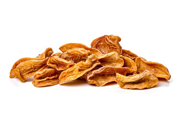 Dried persimmons, close-up, isolated on white background