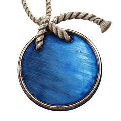 A round Label or price tag in  cold blue color, for business ideas isolated on white background.