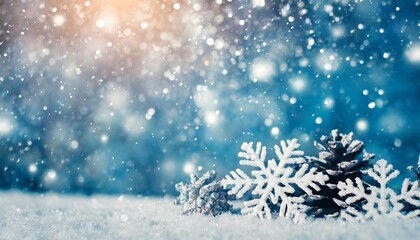 winter background with beautiful frosty snowflakes concept for holiday celebration new year s eve