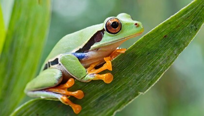 tree frog in the leaf