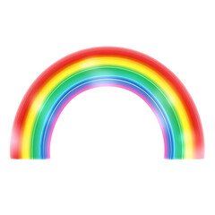 rainbow, wide angle, clouds on solid white background, Beautiful meteorological phenom occurring after rain. Fantasy symbol of good luck.