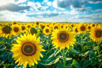 Sunflower Field Landscape, Panoramic Sun Flowers Farm, Sunflowers Wow Landscape