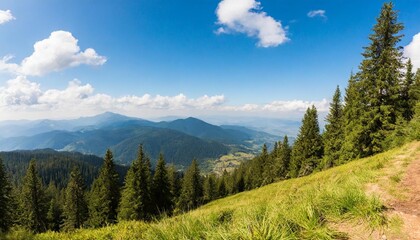Fototapeta na wymiar mountain with pines forest with blue sky