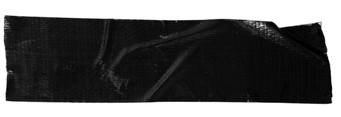 Black duct tape sticker isolated on transparent background. Template mockup