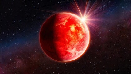 Fototapeta premium red star nibiru in space panorama