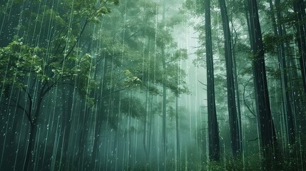 Obraz premium green raining forest