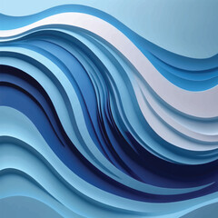 3D modern wave curve abstract presentation blue wave background. Luxury paper cut painting of blue and golden mixing texture.
