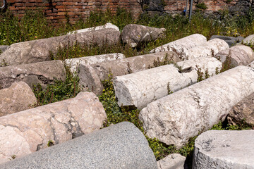 Ruins of open-air Roman Theatre of Catania, Sicily, Italy