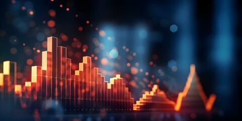 A glowing arrow on a business chart representing stock market analysis and statistics. Concept Financial Markets, Stock Analysis, Market Trends, Investment Strategies, Data Visualization - obrazy, fototapety, plakaty