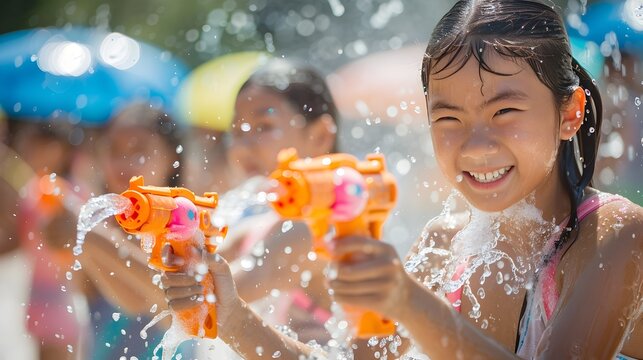 Summer Fun with Water Guns in the Pool